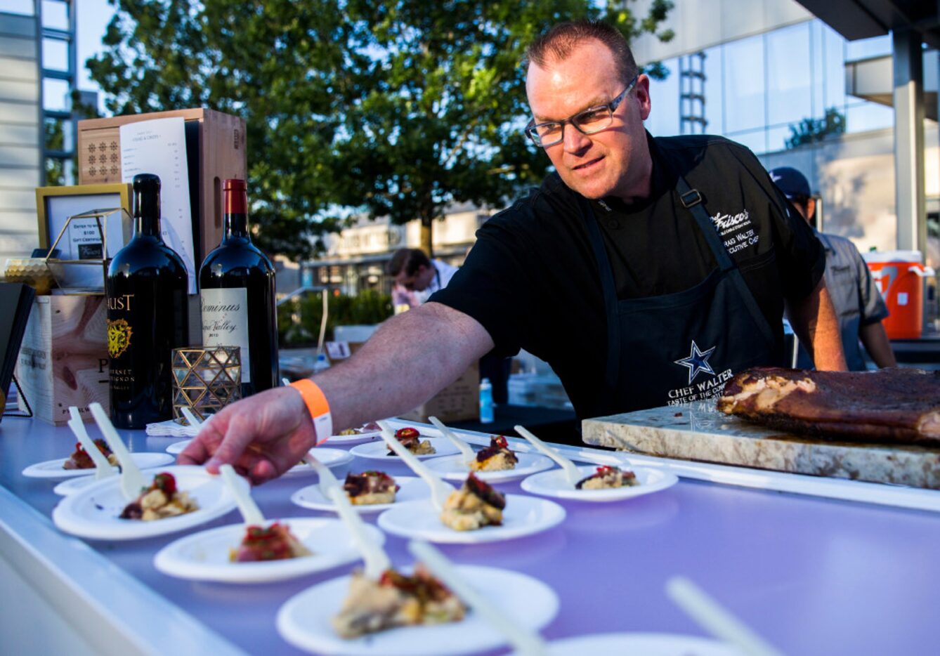 Craig Walter, executive chef at Del Frisco's, serves thick cut bacon au poivre with bourbon...