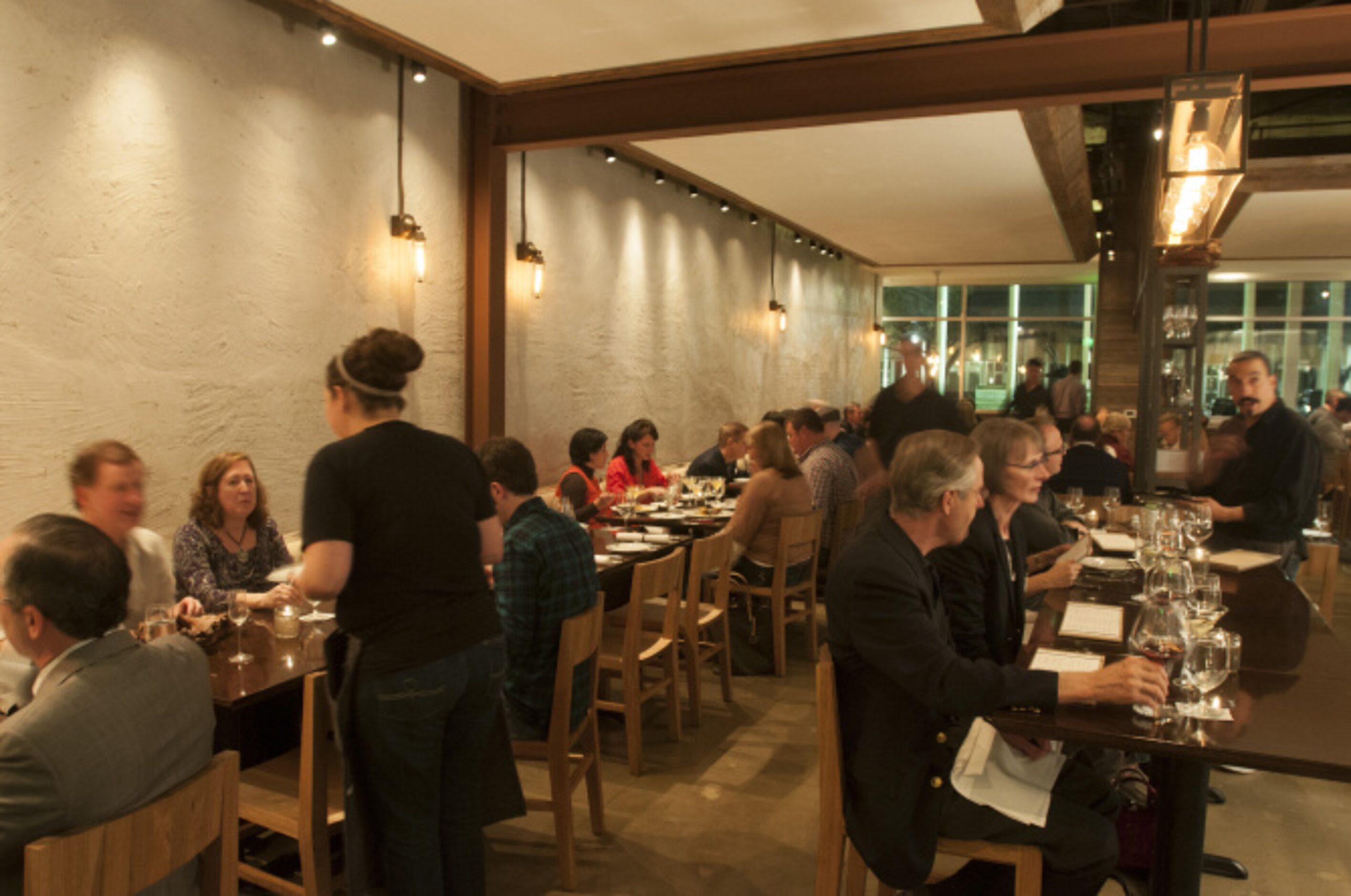 The dining room of Matt McCallister 's new Design District restaurant, FT33, has a...