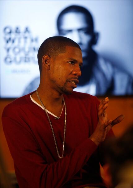 Young Guru speaks during a Q&A with staffers at The Marketing Arm in Dallas. Young Guru, a...