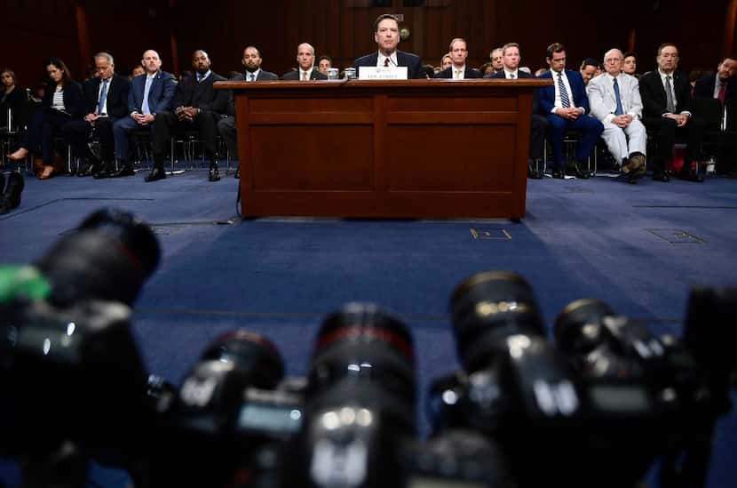 Former FBI Director James Comey testifies before a Senate committee on Thursday. 