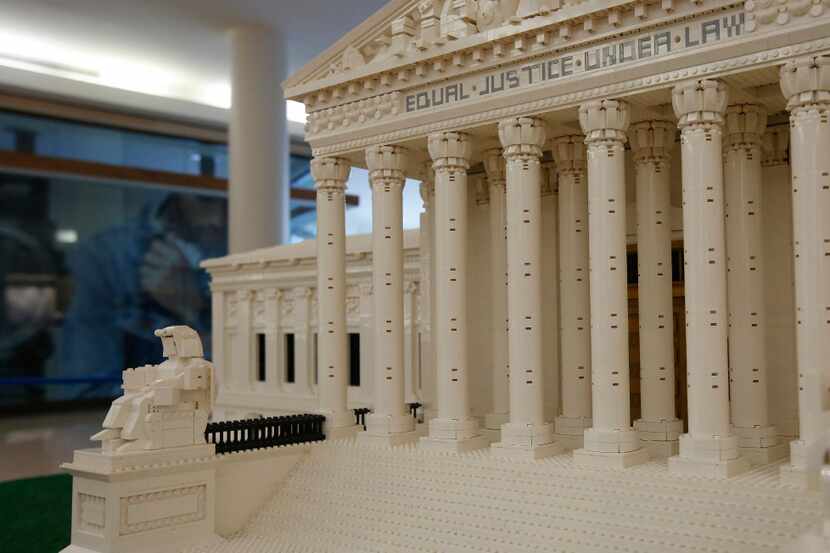A representation of the U.S. Supreme Court Building, one of the famous landmarks made...
