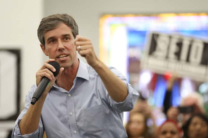 Beto O'Rourke spoke to supporters during a rally at Liberty Missionary Baptist Church in...