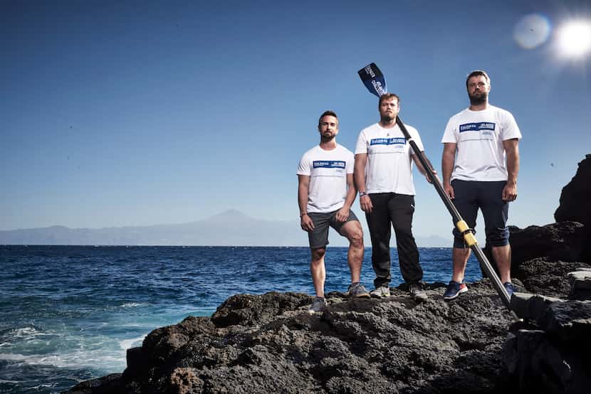 The American Oarsmen (from left) are David Alviar, Mike Matson and Brian Krauskopf, all from...