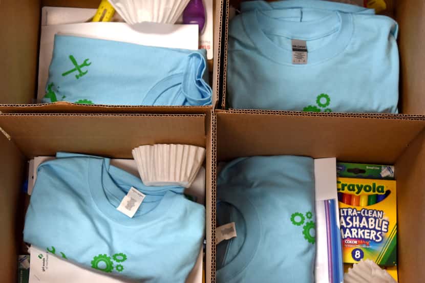 Boxes being packaged for the Girl Scouts of Northeast Texas' first week of Camp Out of the...