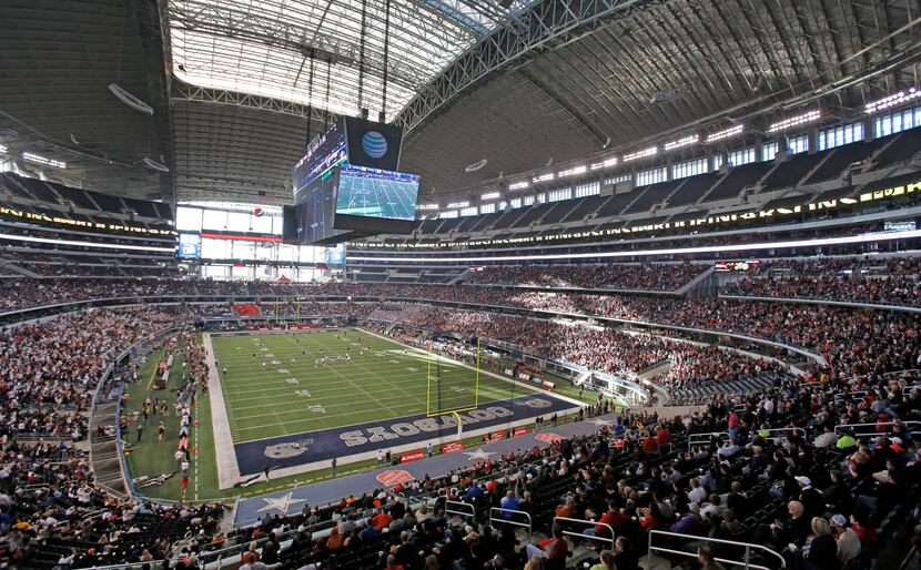 A record crowd attends the Allen High School Eagles vs. the Pearland High School Oilers...
