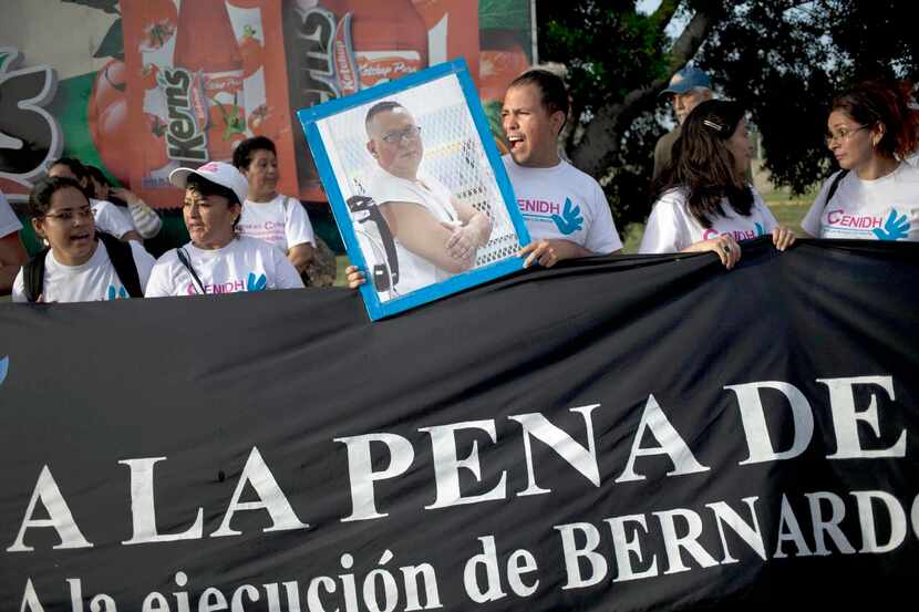 
A member of the Nicaraguan Human Rights Center held a picture of Bernardo Aban Tercero...