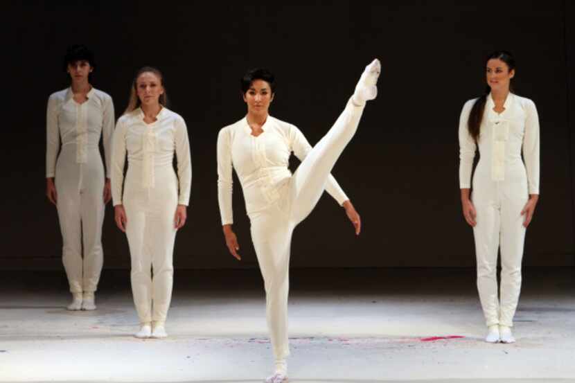 Camille Dias Cucjen, middle performs in The New You set during a dress rehearsal of the SMU...