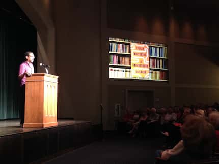 Colson Whitehead spoke at Highland Park United Methodist Church on Monday night.