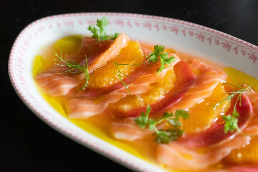 An appetizer of salmon, radish and orange blossom is bright and light. Sister opened on...