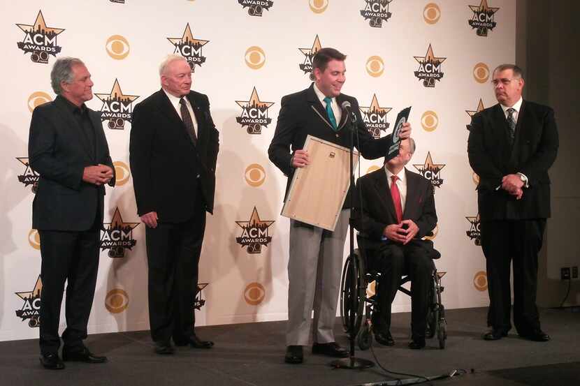 Supporters of the ACM Awards' Guinness World Record included Jerry Jones (second from left)...