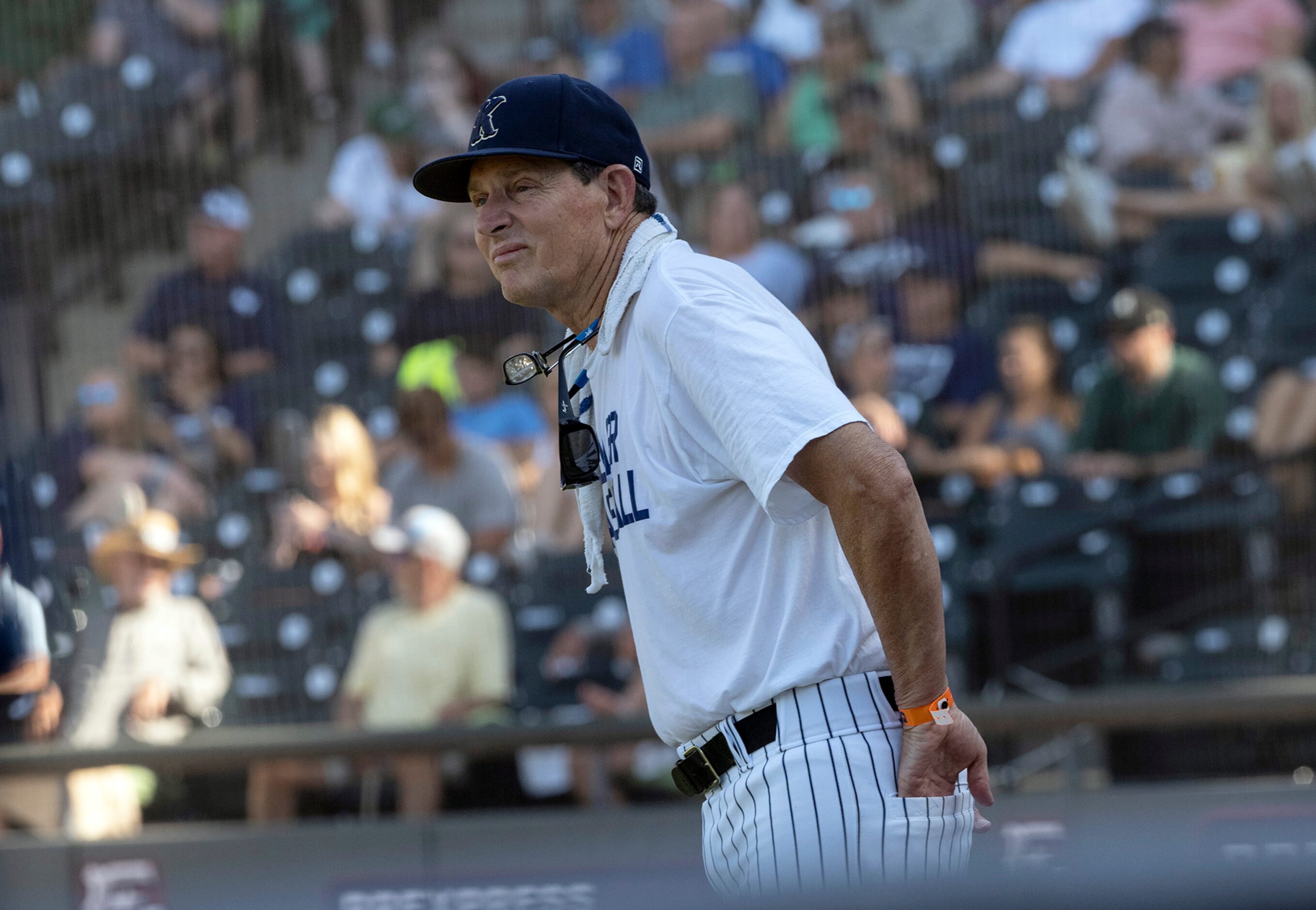 Keller head coach, Rob Stramp, watches action against Houston Strake Jesuit during the 2021...