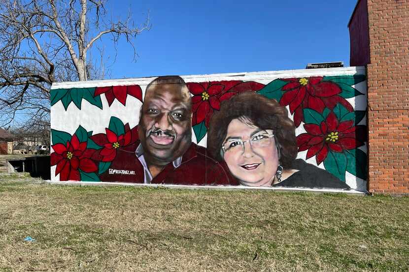 The mural of Paul and Rose Mary Blackwell on display in Grand Prairie. Along with being...