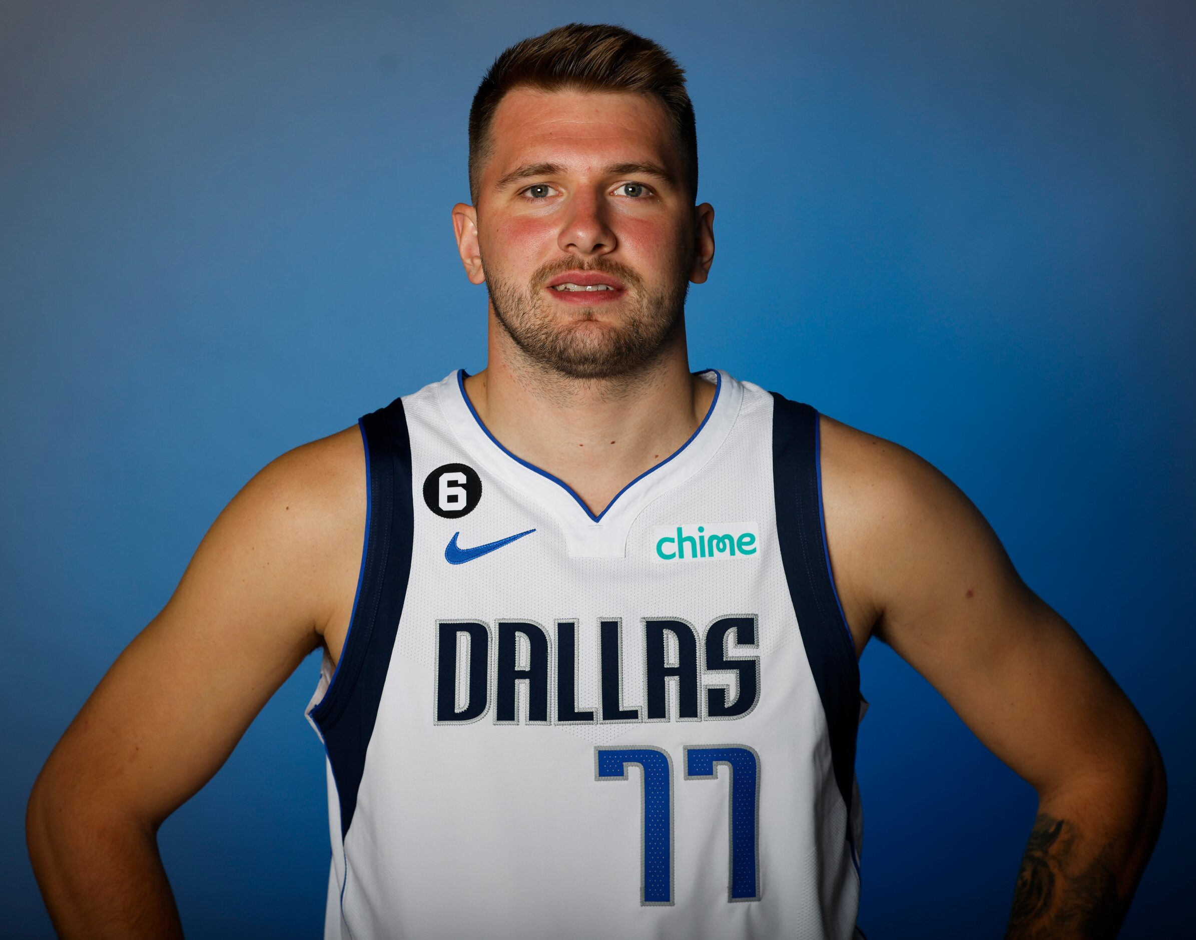 Dallas Mavericks’ Luka Doncic is photographed during the media day at American Airlines...