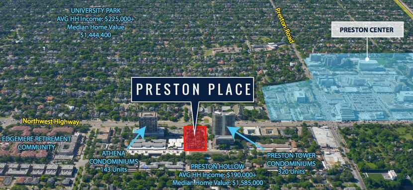 The Preston Place condo site is almost 2 acres.