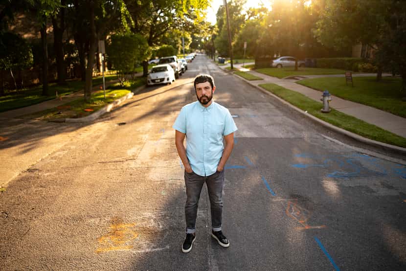 Author Mike Soto outside of his home in Dallas, July 20, 2020. 