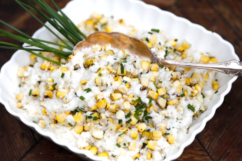 Buttermilk and Goat Cheese Grits with Fresh Grilled Corn 