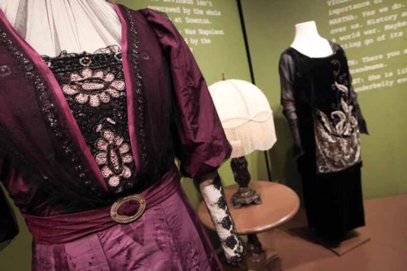 
Costumes from the hit British television drama "Downton Abbey" at the Winterthur Museum in...