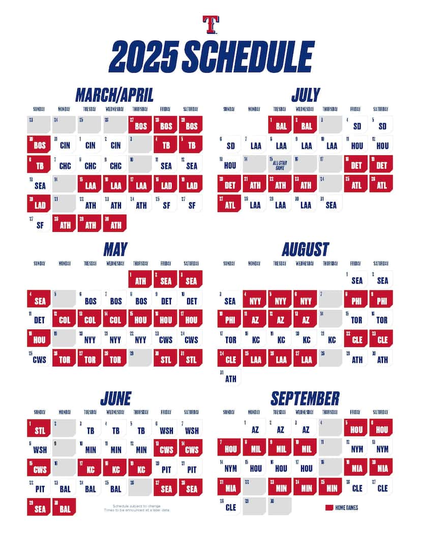 2025 Texas Rangers schedule.