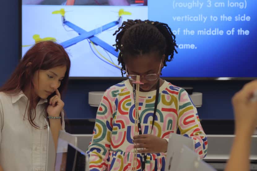 Girls explored engineering concepts through a seven-week drone building course at the Teen...