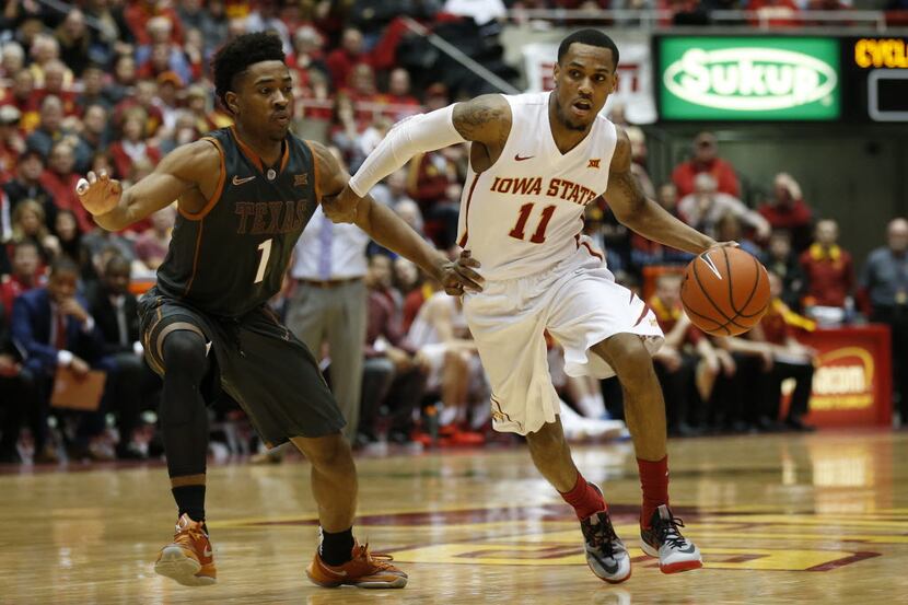 AMES, IA - FEBRUARY 13: Monte Morris #11 of the Iowa State Cyclones drives the ball past...