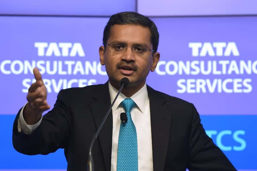 India's Tata Consultancy Services CEO and Managing Director Rajesh Gopinathan spoke during a...