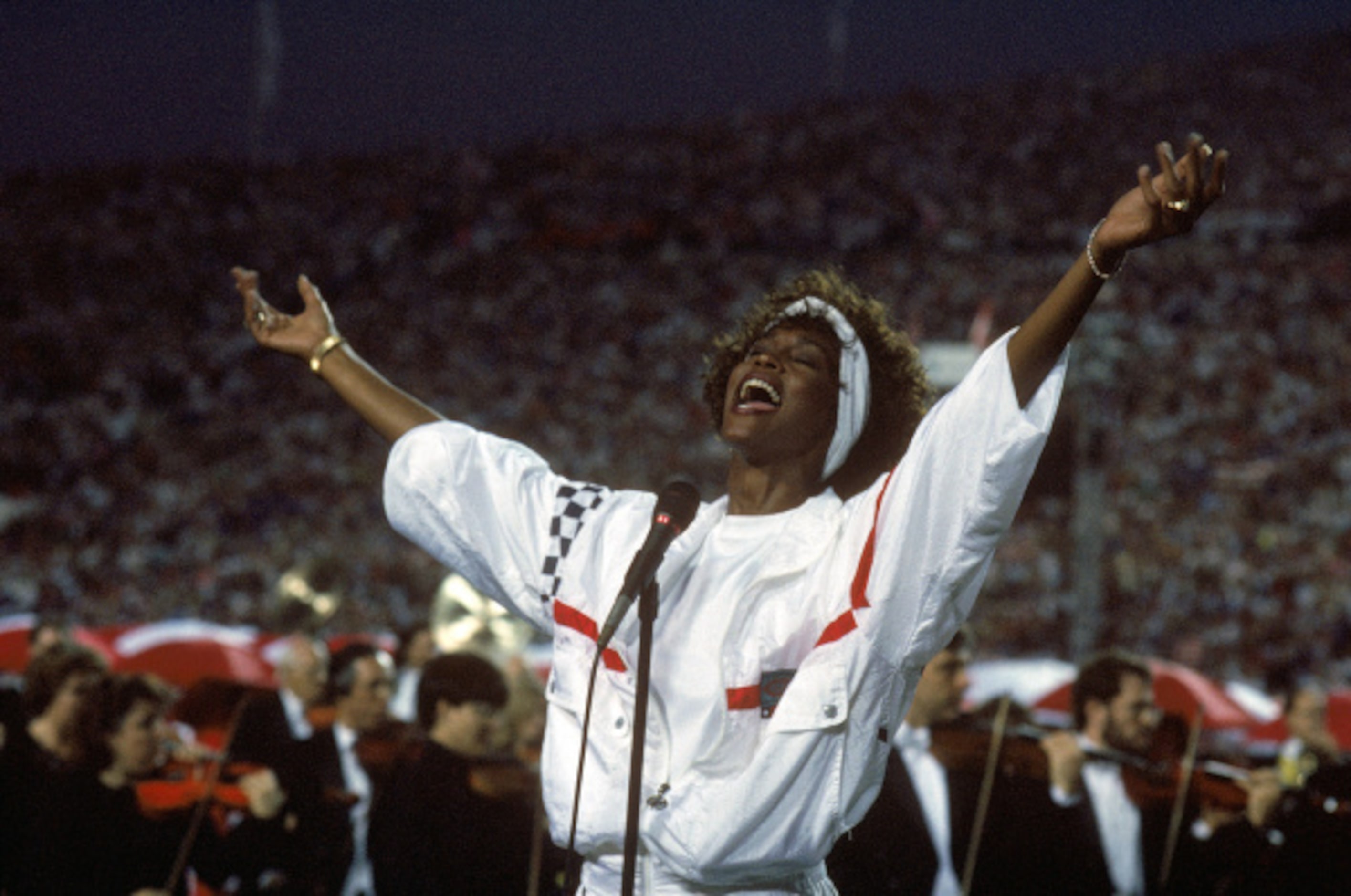 24. Whitney Houston's national anthem:

The NFL likes having celebrities sing the national...