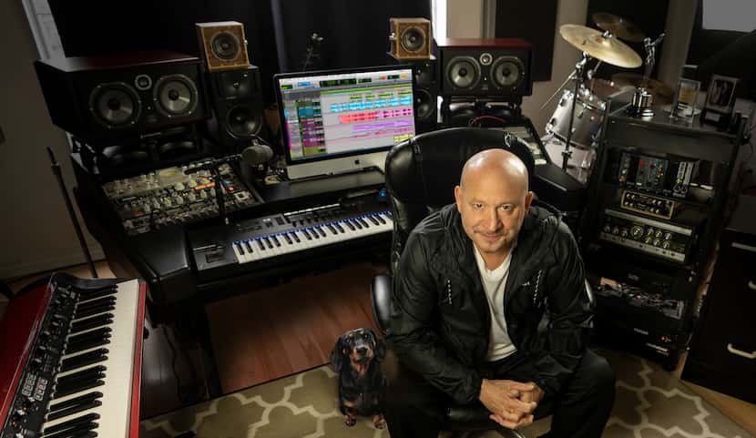 Deno Taglioli in his home recording studio in 2019.