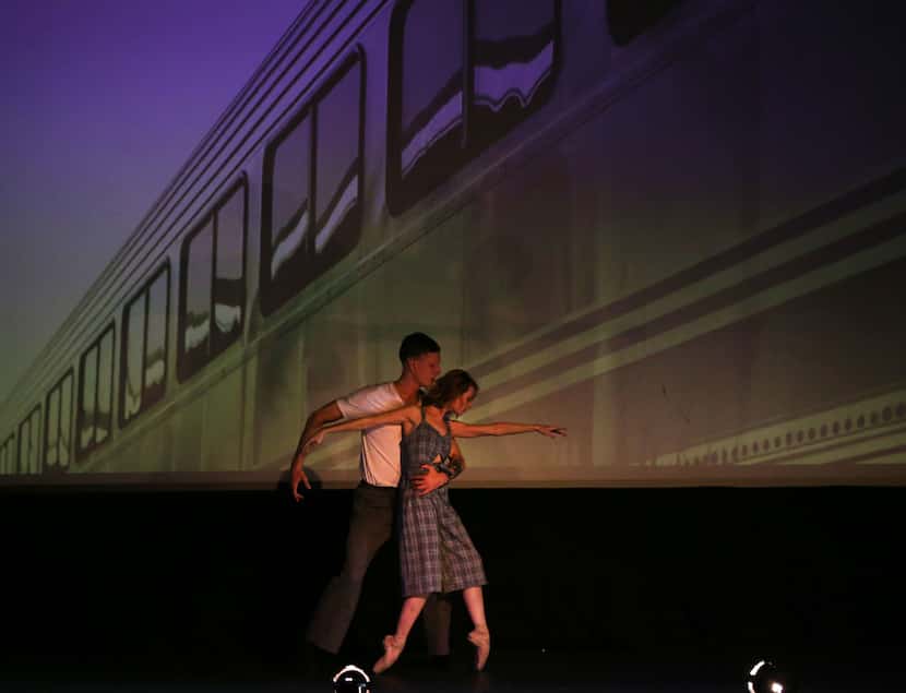Lea Zablocki and Michael Stone perform in Emilie Skinner's Revenir at the Texas Theatre in...