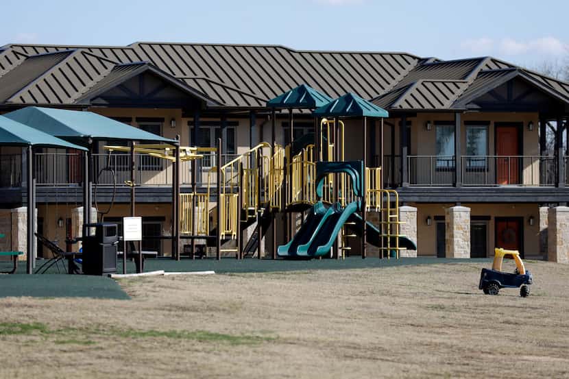 The outdoor playground at The Gatehouse, a nonprofit that helps North Texas single moms with...