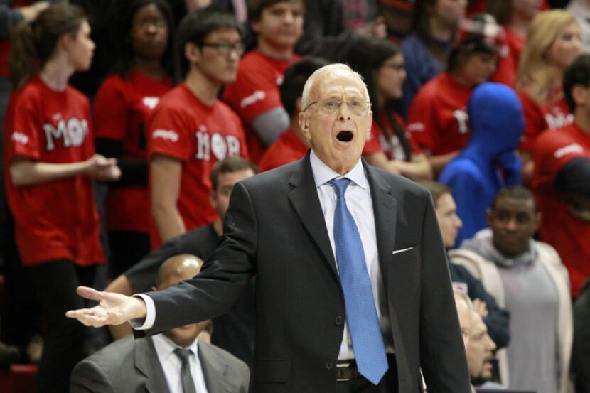 SMU Mustangs head coach Larry Brown in the second half of American Athletic Conference Men's...
