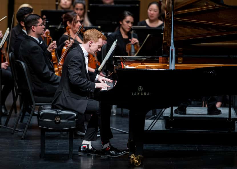Pianist Christopher Goodpasture performs during the season-opening concert by the Dallas...