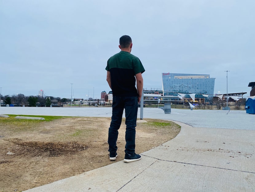 Carlos Joaquin Salinas works in North Texas as he waits for his hearing to make his asylum...