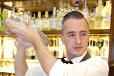 The Theodore 's bar manager, Kyle Hilla, sports the "high and tight" hairstyle of a 1920s...