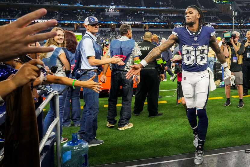 Dallas Cowboys wide receiver CeeDee Lamb (88) leaves the field after the Cowboys 20-19...