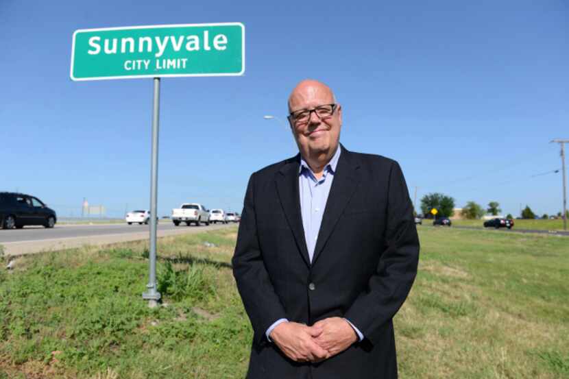 Mayor Jim Phaup stands at the Sunnyvale city limit sign off Highway 80.  The city was found...