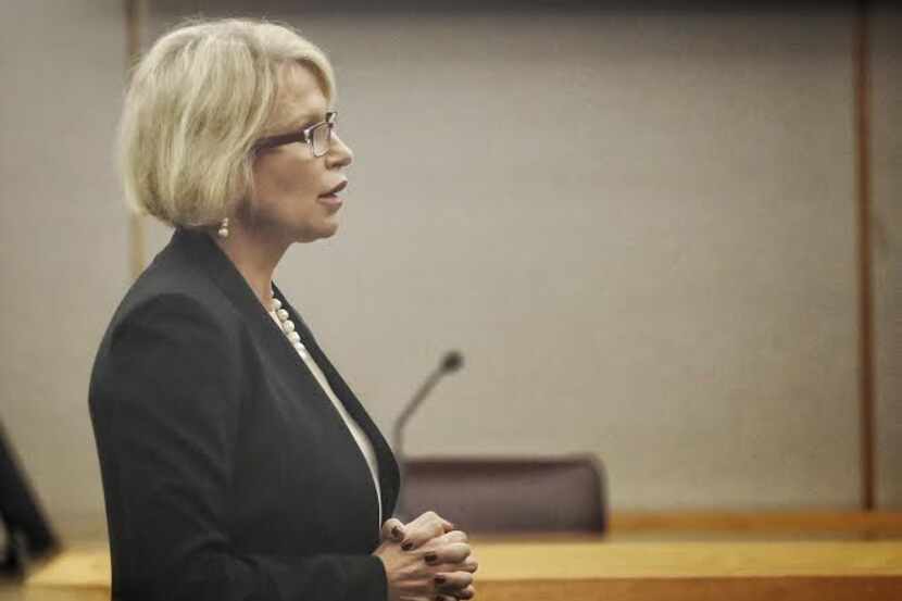  Dallas County District Attorney Susan Hawk makes opening statements in the murder trial of...