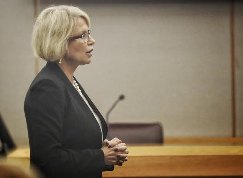  Dallas County District Attorney Susan Hawk makes opening statements in the murder trial of...