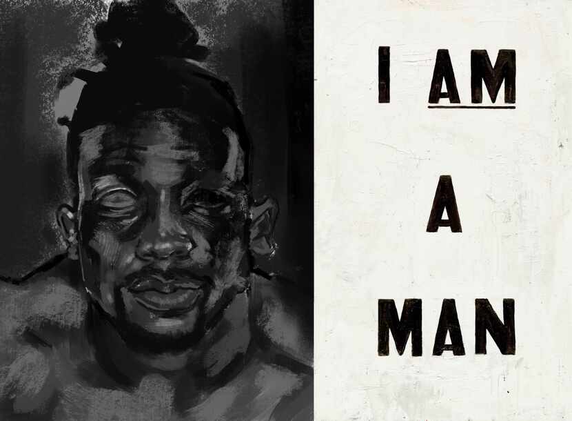 Ra-Sun Kazadi's "I am a man" painting.