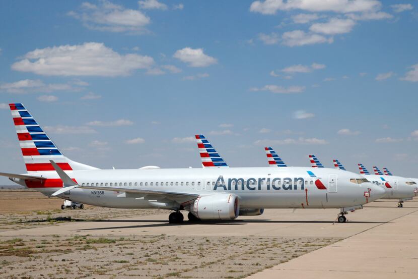 Eight of about a dozen grounded American Airlines Boeing 737 Max 8 aircraft were being kept...
