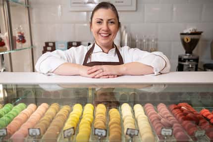 Andrea Meyer, owner of Bisous Bisous Patisserie, sells macarons in more than a dozen flavors...
