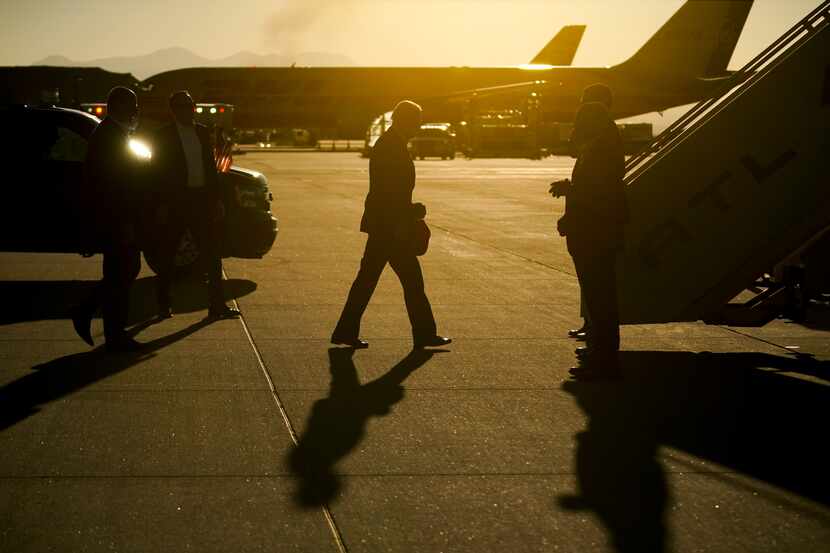 President Joe Biden walks to board Air Force One at El Paso International Airport in El...