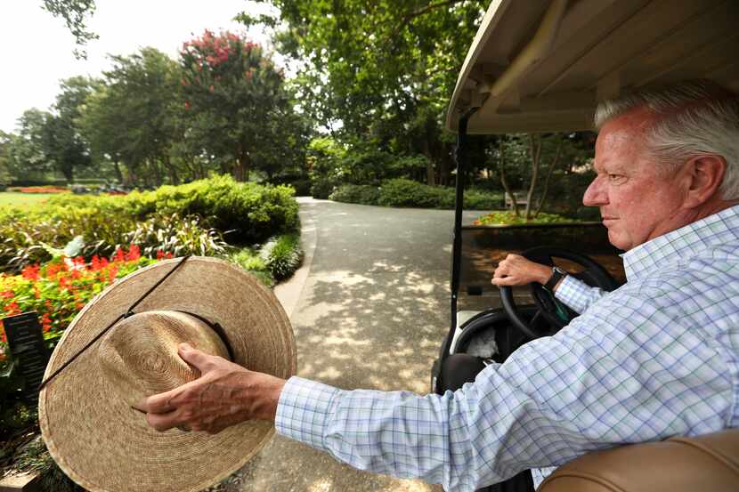 Dave Forehand, vice president of gardens at the Dallas Arboretum, inspects the gardens at...