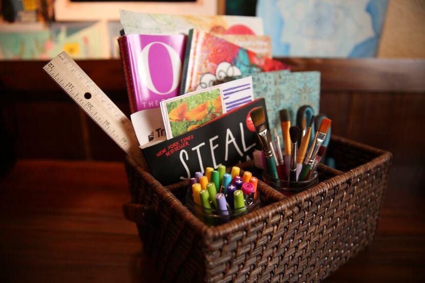 A portable creativity basket inside Jill Allison Bryan's creativity space at her home in...