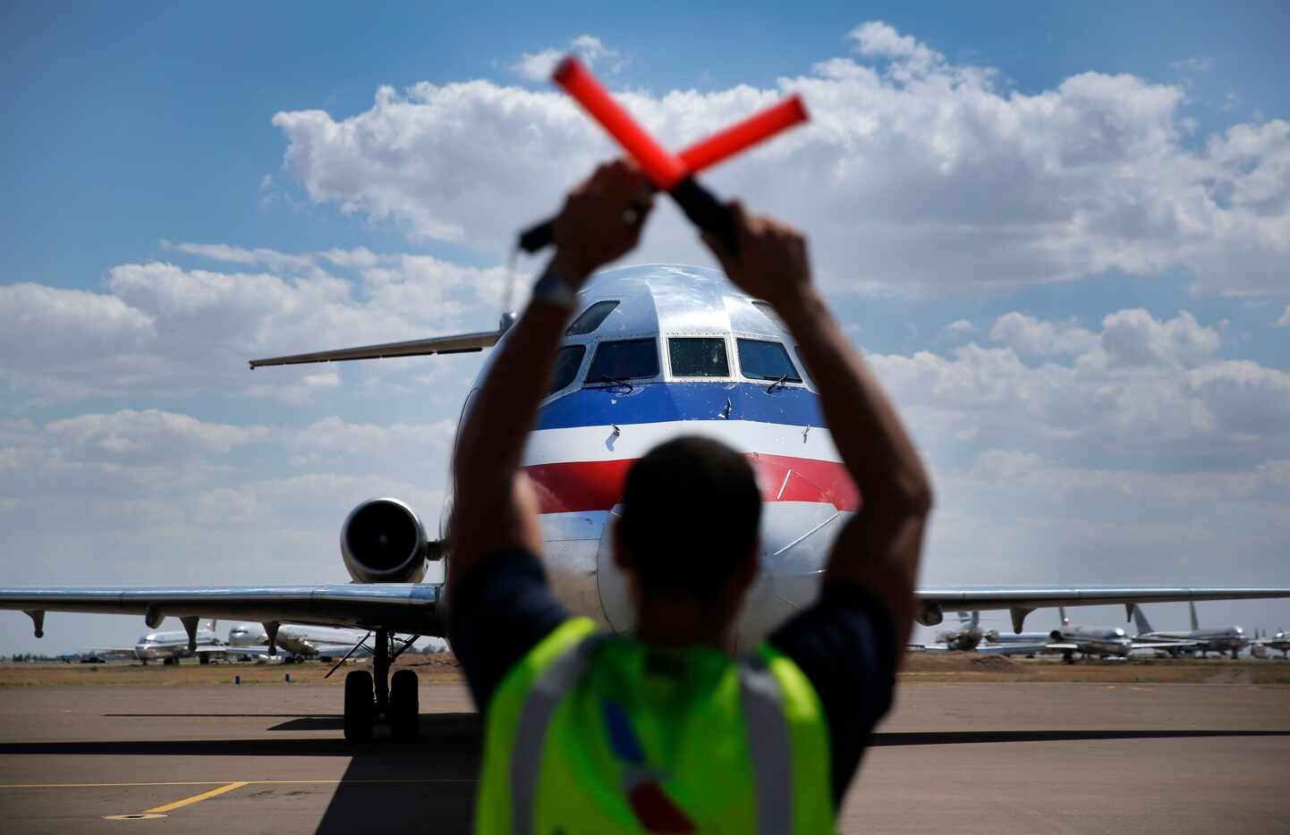 David Tennison guided an American Airlines MD-80 being ferried to Roswell International Air...