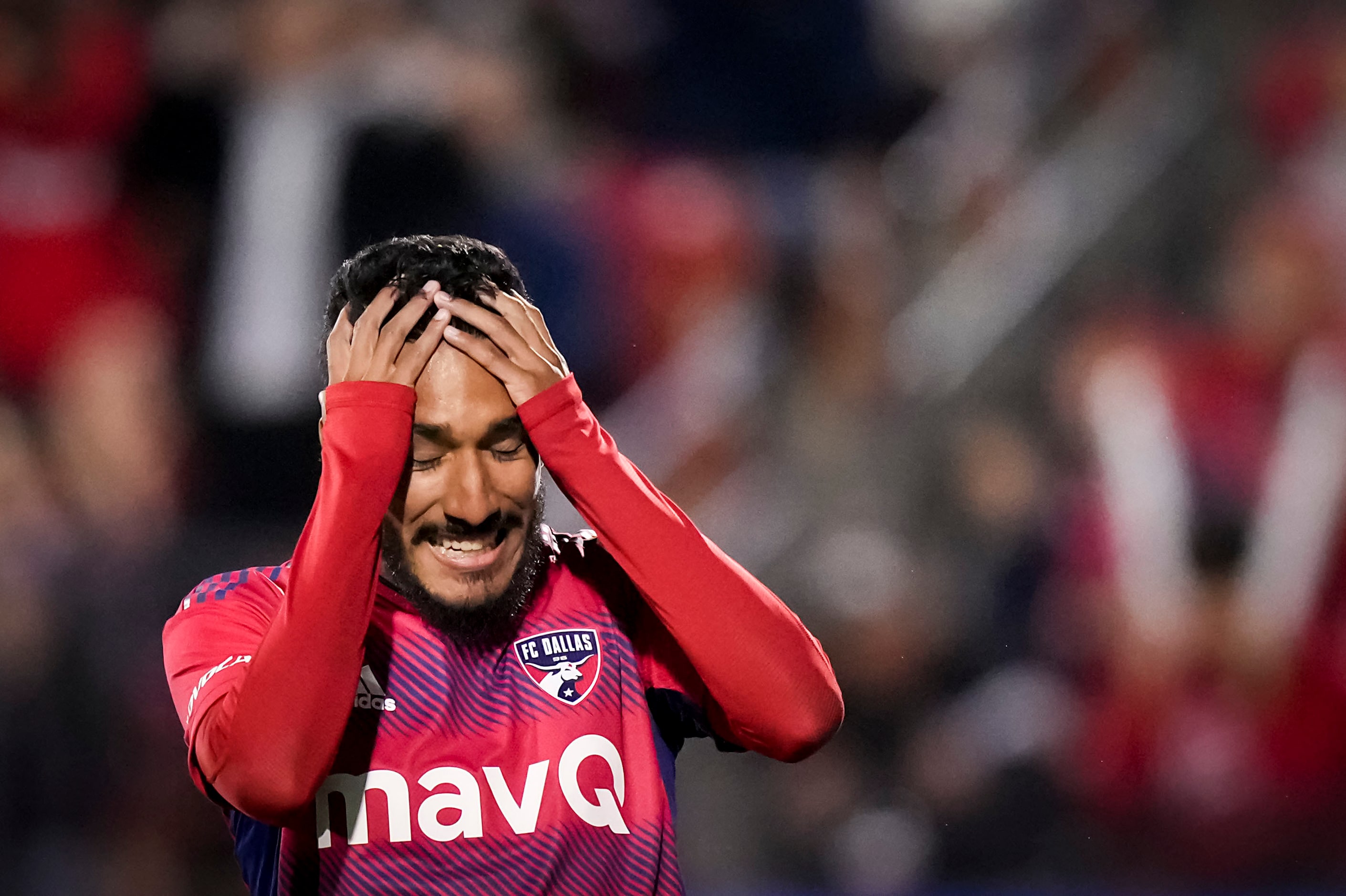 FC Dallas forward Jesús Ferreira (10) reacts after a missed shot during the first half of an...