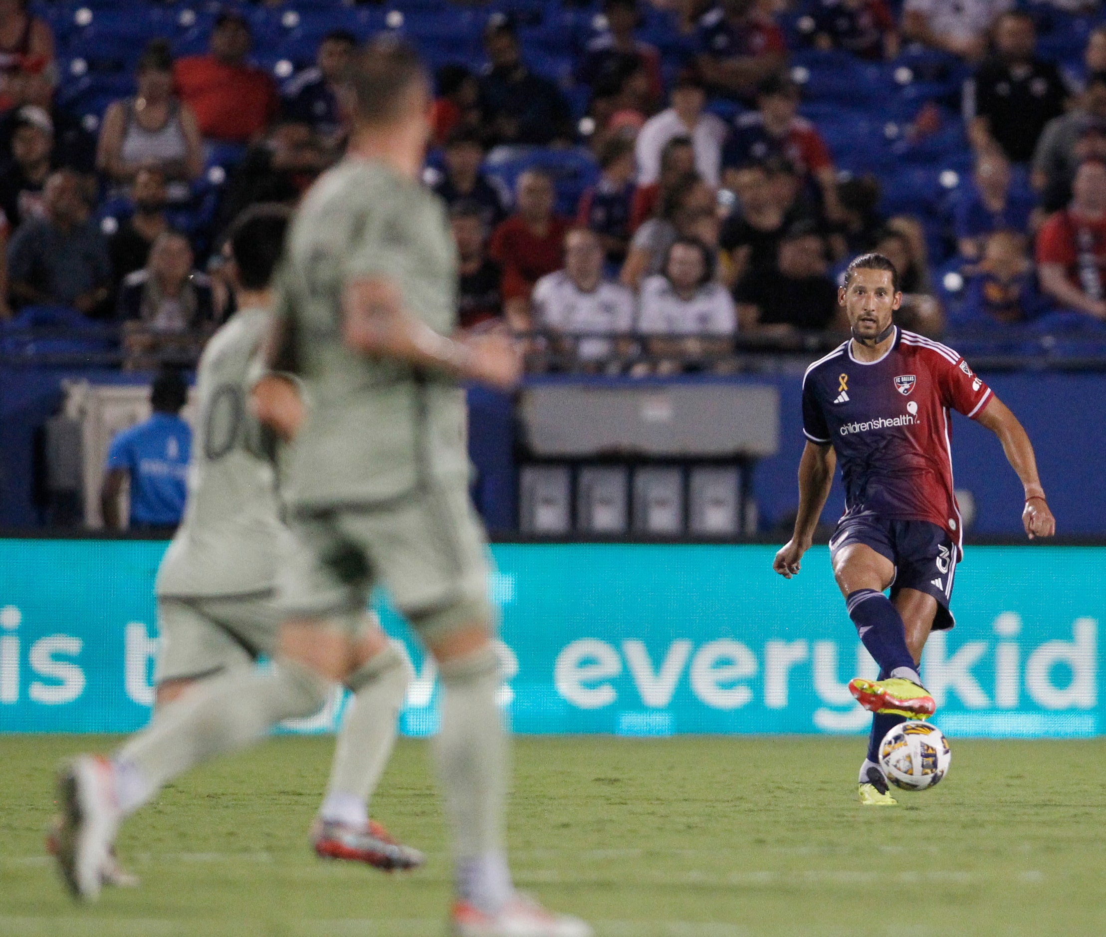 FC Dallas defender Omar Gonzalez (3) sets up an offensive play during first half play...