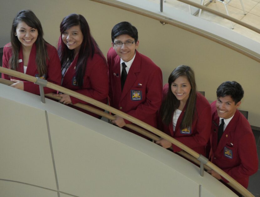 Dubiski Career High School seniors Cecilia Serrano (left), Cristina Casarez, Bernardo Velez,...