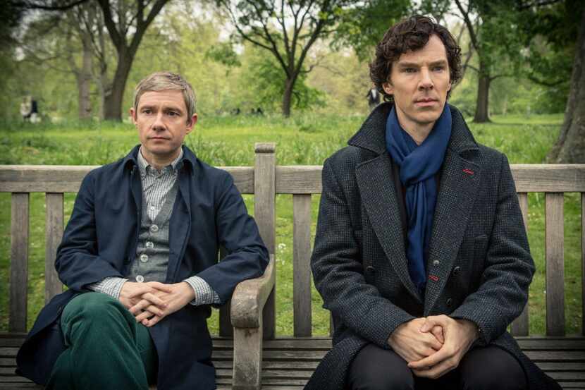 Martin Freeman stars as John Watson and Benedict Cumberbatch as Sherlock Holmes in...
