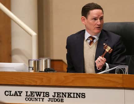 Dallas County Judge Clay Jenkins speaks during a meeting of The Dallas County Commissioners...