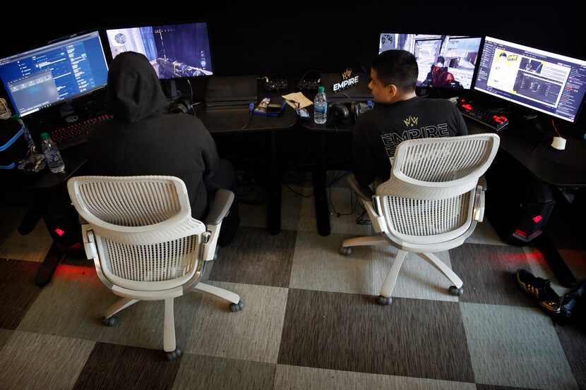 Dallas Empire's Call of Duty League players Indervir "iLLeY" Dhaliwal (left) and Anthony...
